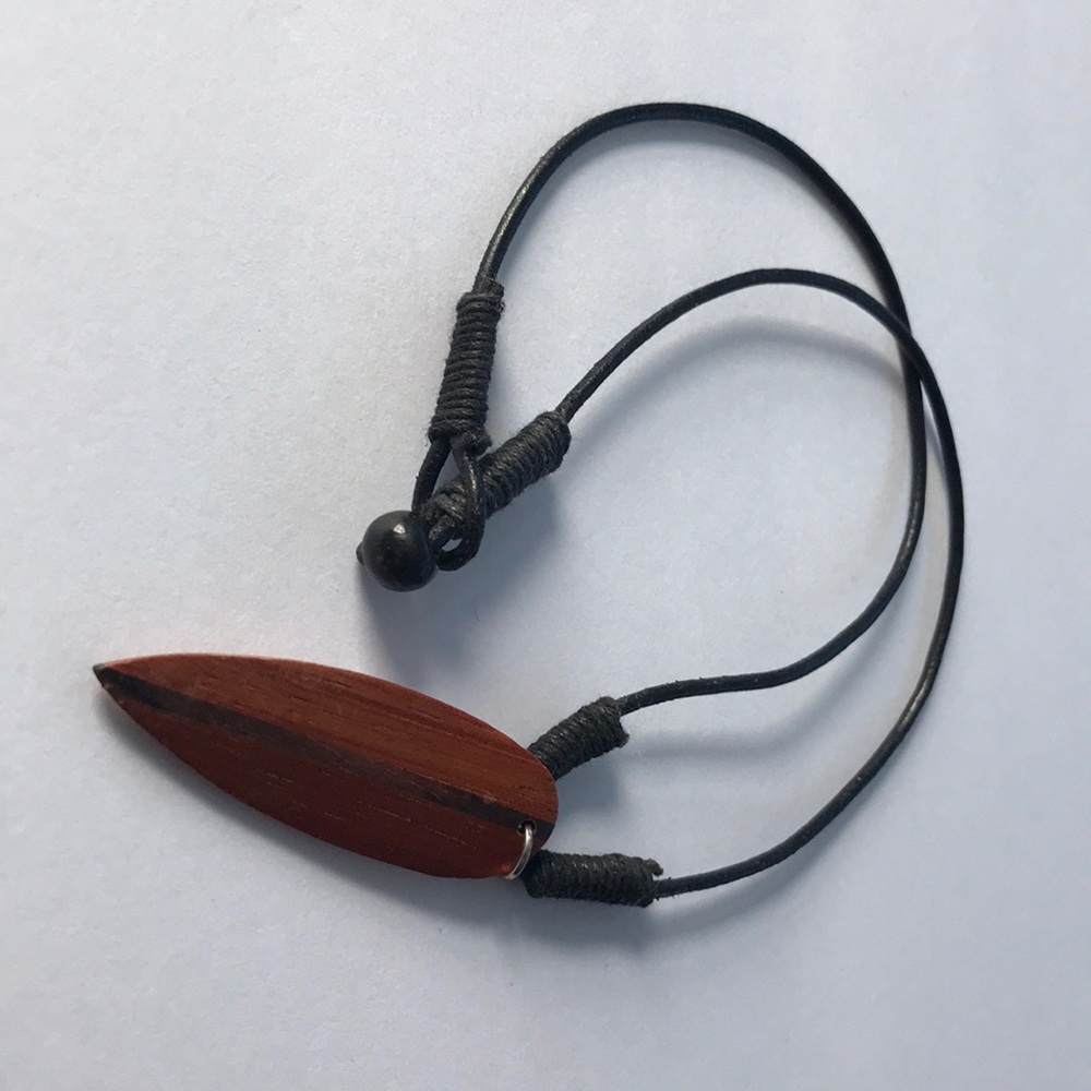 Surfboard wooden charm necklace